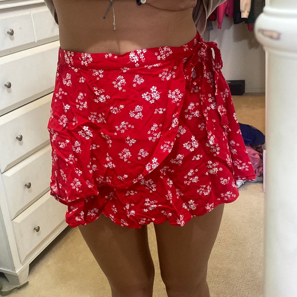 red flower skirt